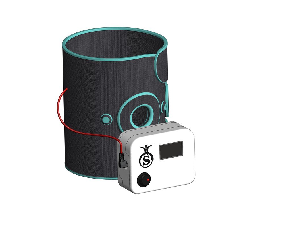 Concept render of the next-generation SwaKnee sleeve and pocket controller